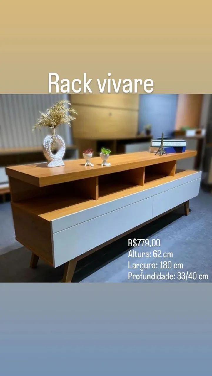 Rack Vivare de Madeira com Design Moderno - R$779,00