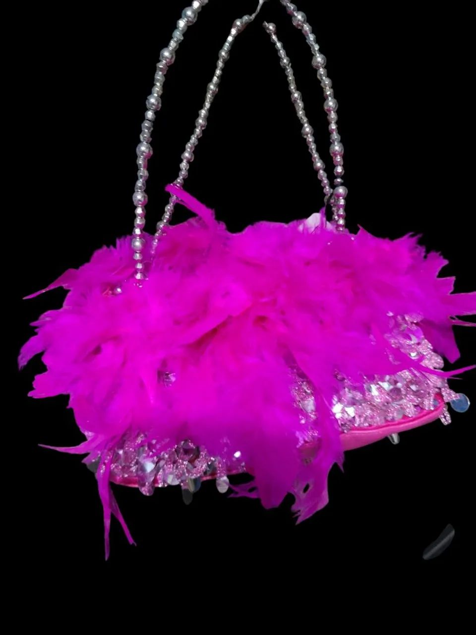 Bolsa Pink plumas Alça Corrente. - Foto 3