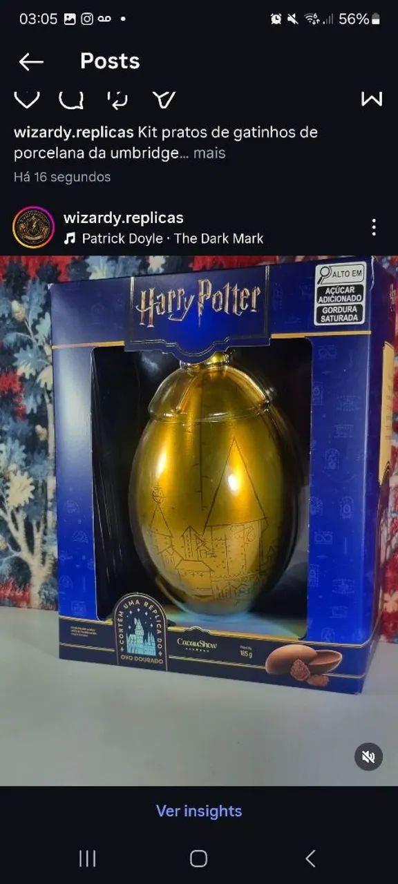 Ovo de ouro cacau show harry potter 