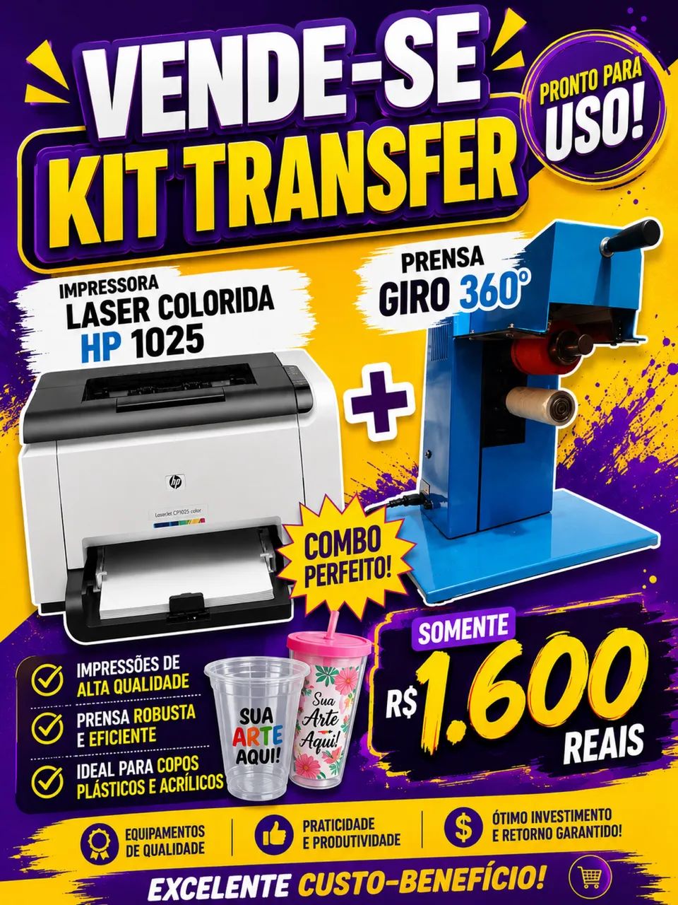 Kit personalização Copos 