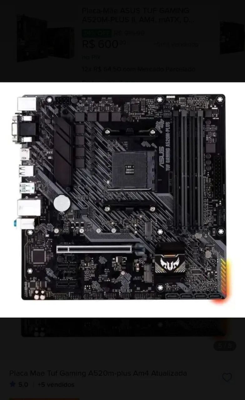 Placa mãe TUF Gaming A520m-plus - Foto 5
