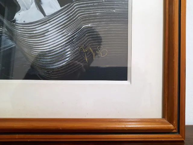 Quadro Abstrato Minimalista Preto e Branco Fábio Pace - Década de 70 - Foto 2