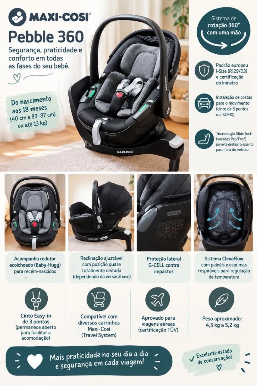 Bebê conforto maxi cosi pebble 360
