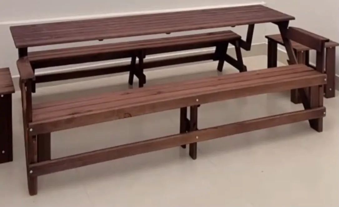 Mesa gourmet para 8 pessoas vira sofá 