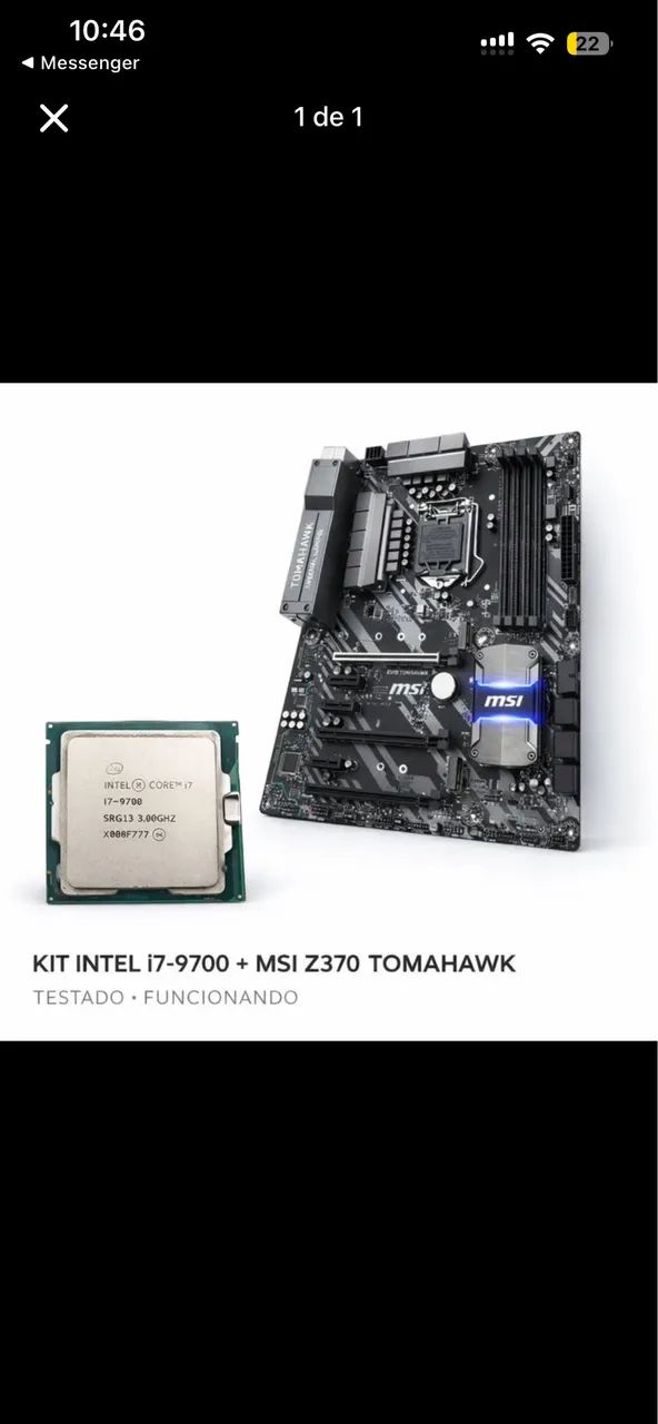 Kit Gamer: Processador Intel i7-9700 + Placa-Mãe MSI Z370 Tomahawk