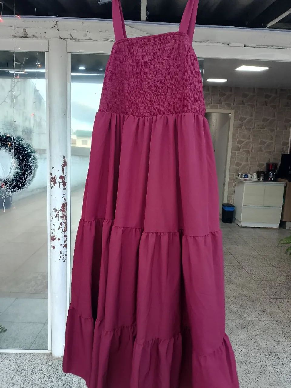 Vestido Longo Marsala Plus Size 
