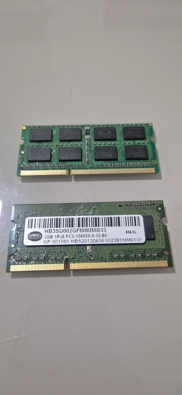 Par de Pente memória RAM notebook 2GB cada (4GB)