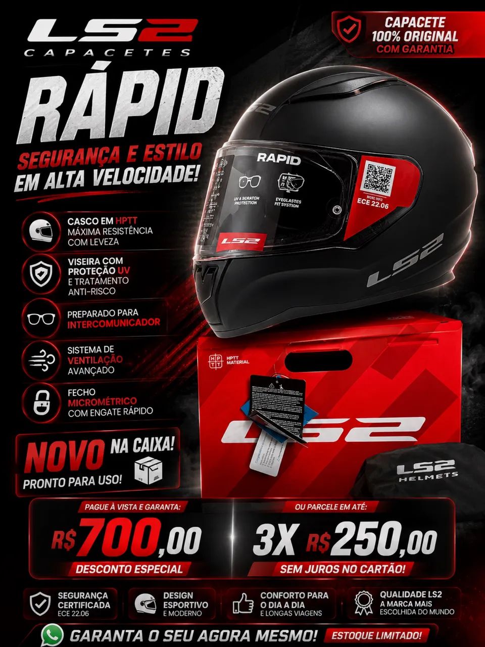 Capacete ls2 rapid 