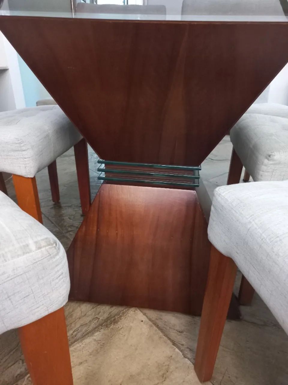 Mesa de jantar de vidro quadrada - Foto 4