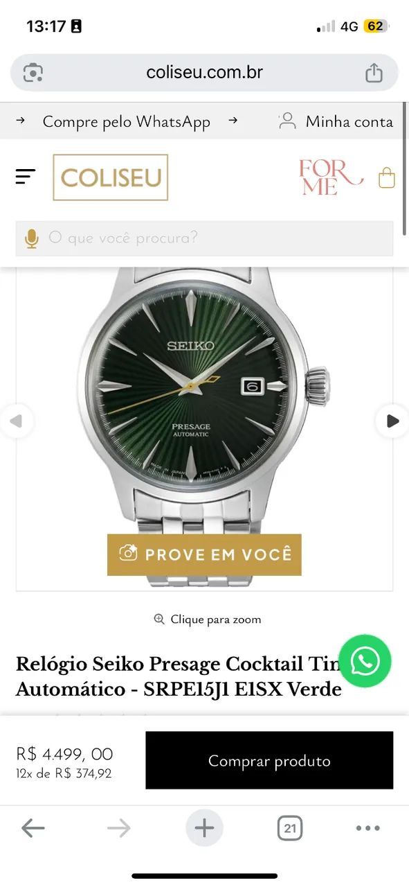 Relógio Seiko Presage 