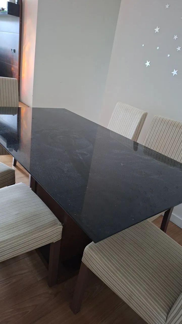 Mesa 6 Cadeiras tampo de vidro