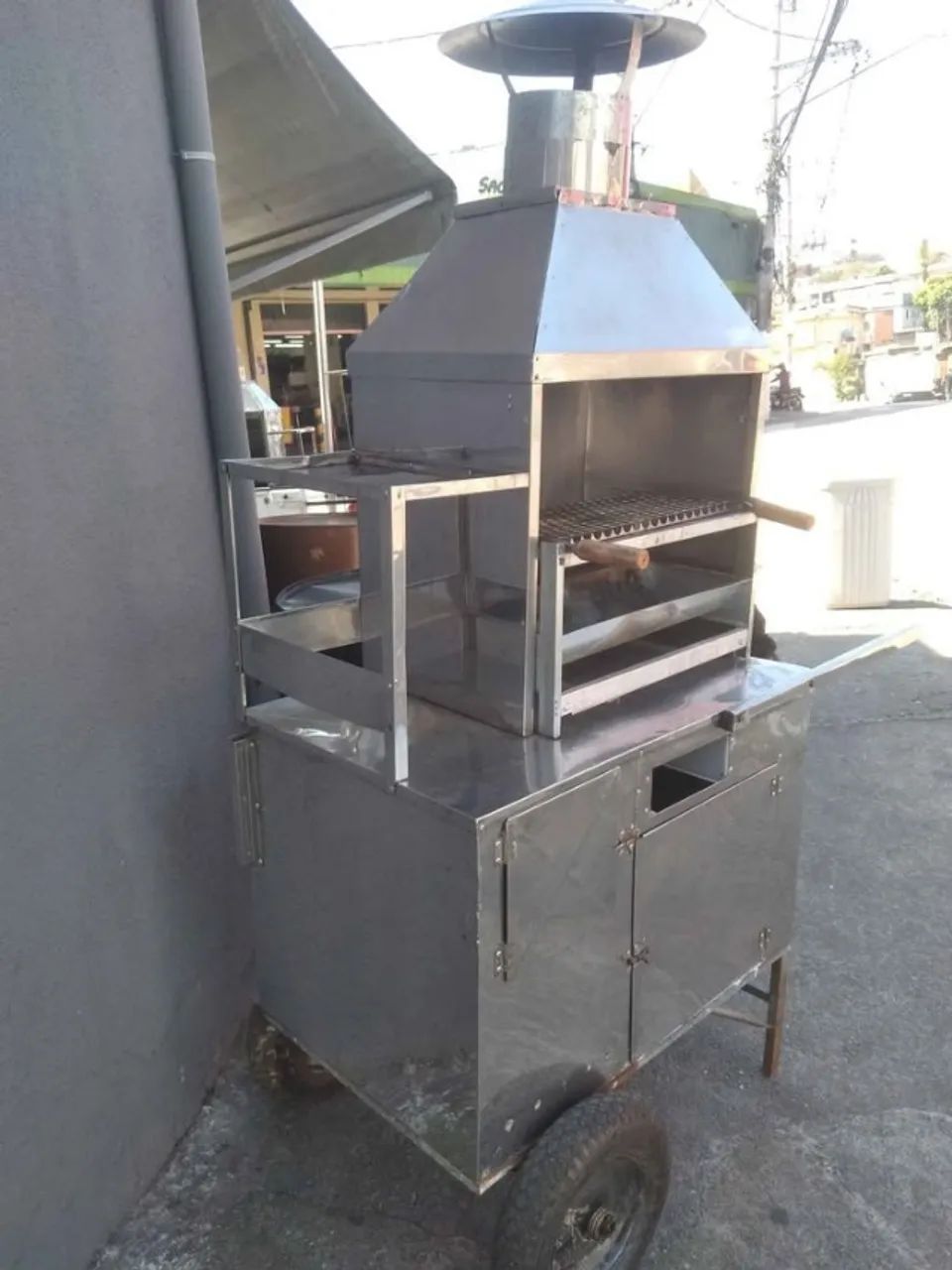 Carrinho Churrasco Com Caixa Térmica E Coifa