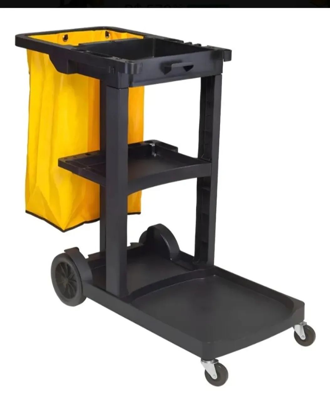 Carrinho Multifuncional de Limpeza com Bolsa/Sacola amarela