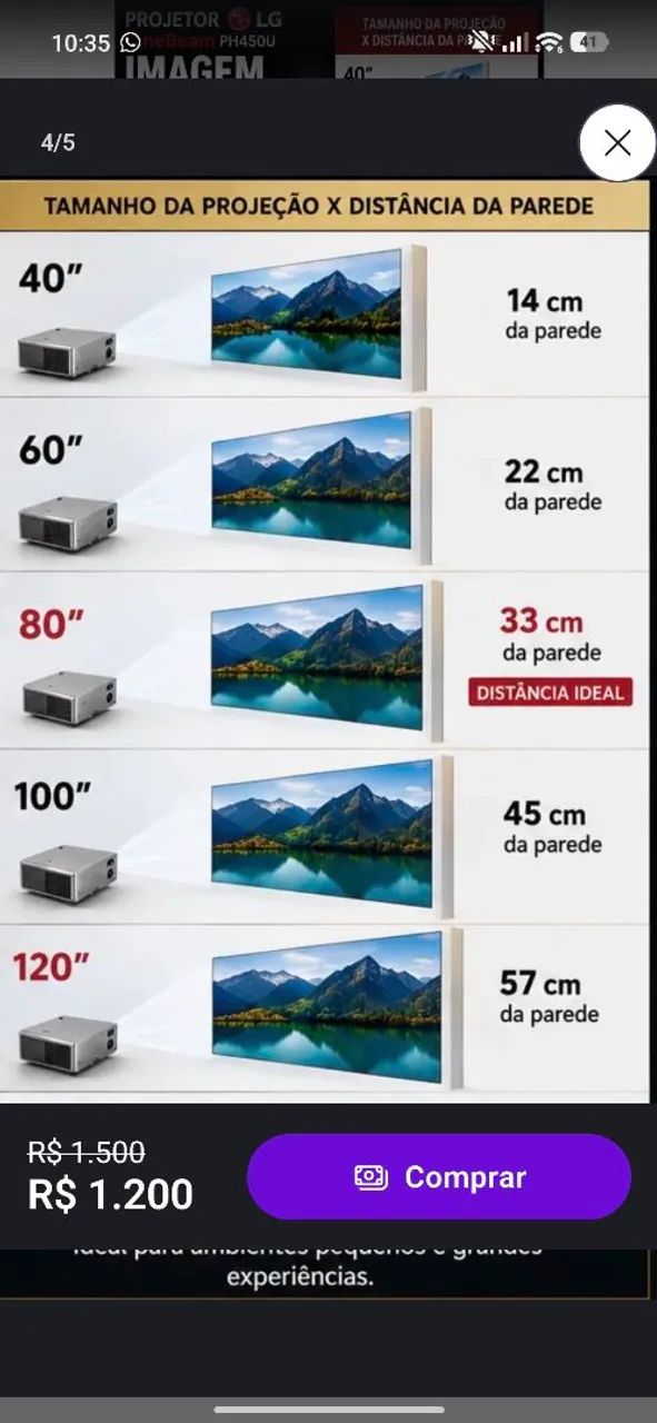 Projetor LG PH450U - Pouco Uso  - Foto 5