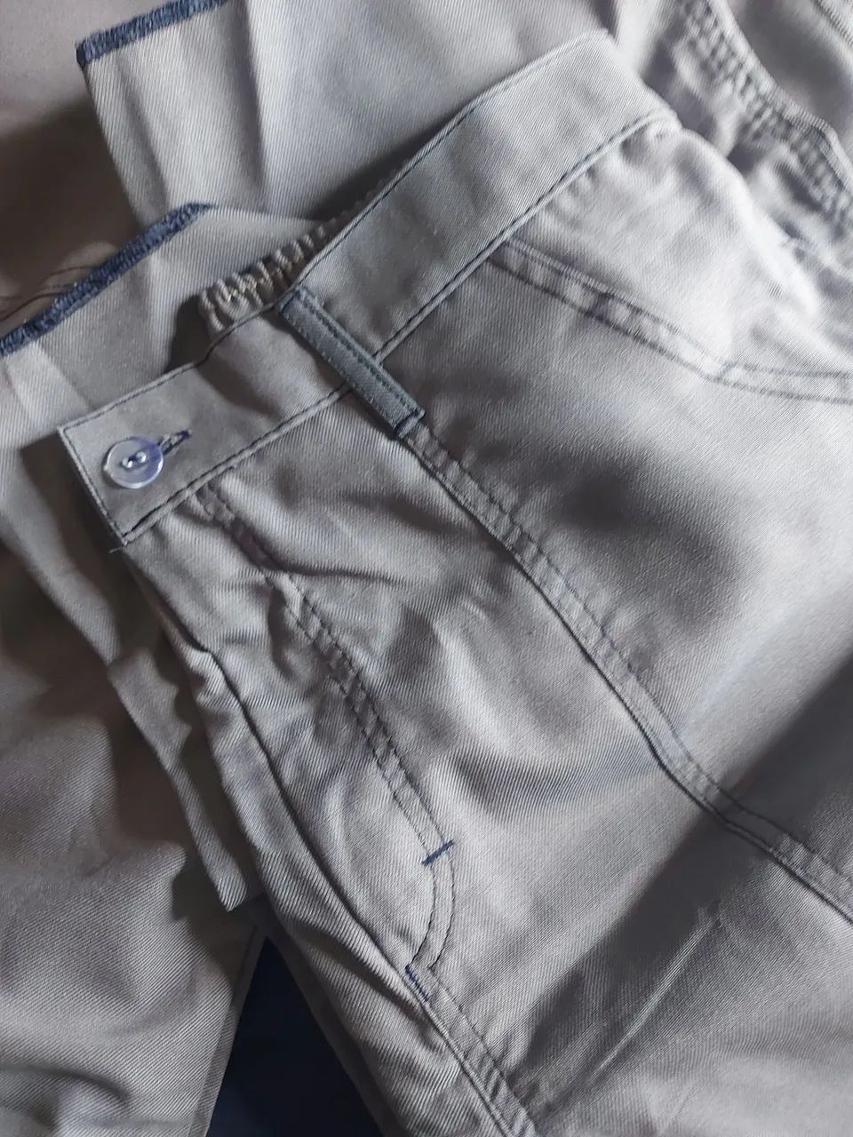 Calça De Brim 1/2 Elástico Cinza Uniforme Profissional  - Foto 5