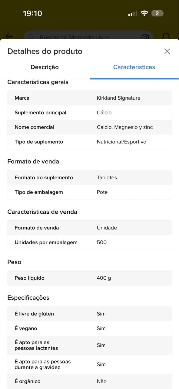 Complexo De Cálcio E Magnésio Kirland 500 Tablets Pro - Foto 4