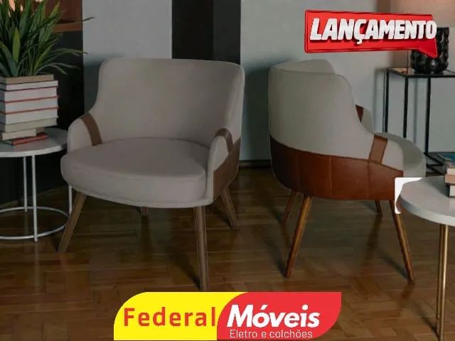 Poltrona Linho Bege - Desconto Imperdível!