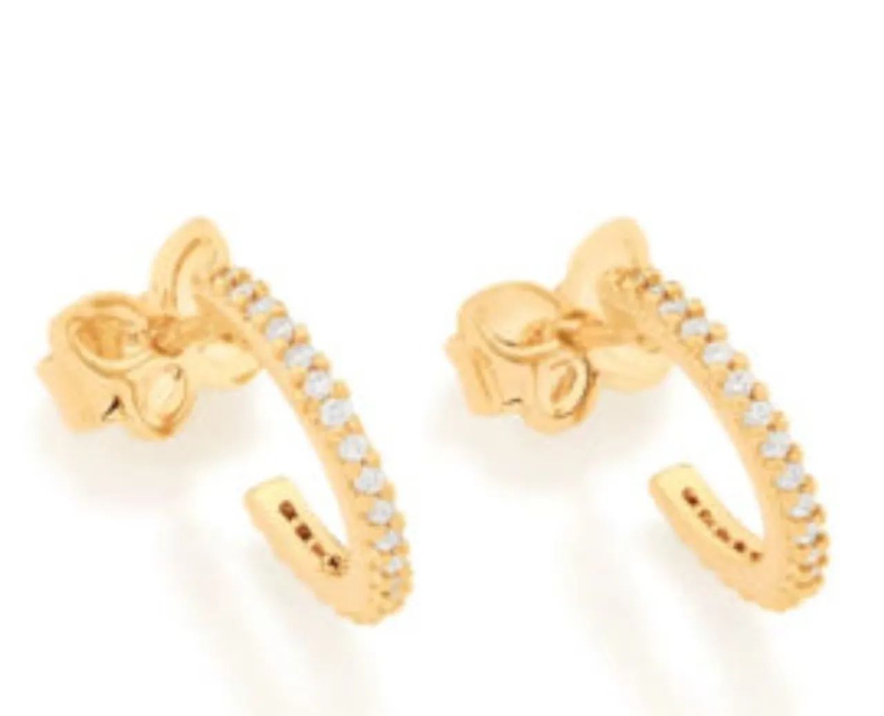 Argolas romannel em zirconia folheda ouro 18k.  - Foto 5