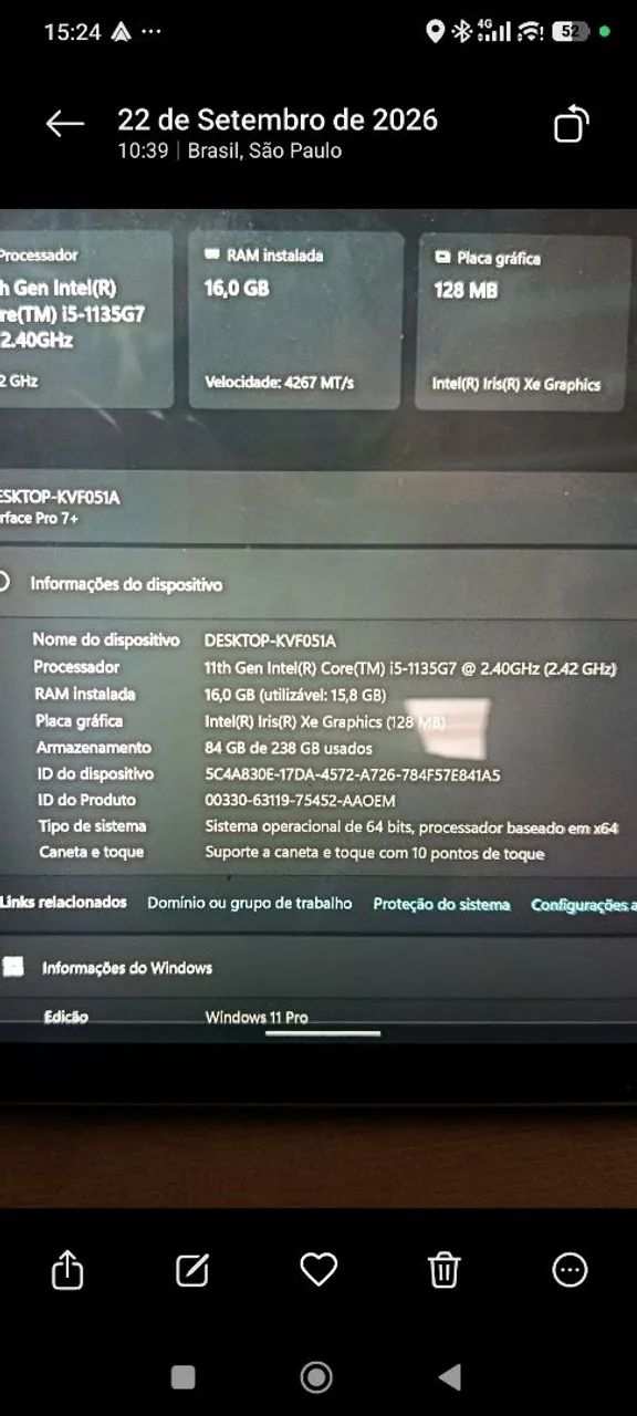 Surface pro 7 Microsoft 16gb Ram 256 memória  - Foto 5