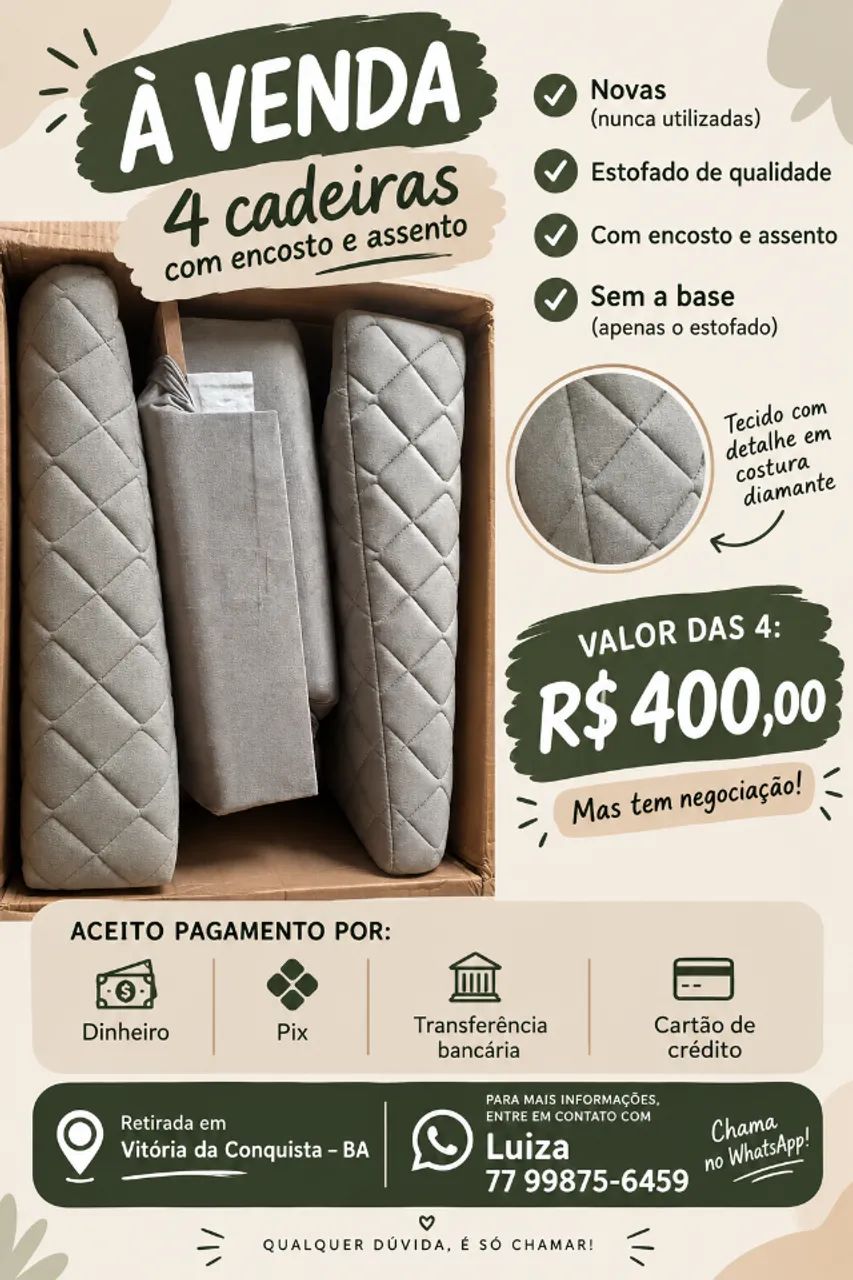 Conjunto de 4 cadeiras 