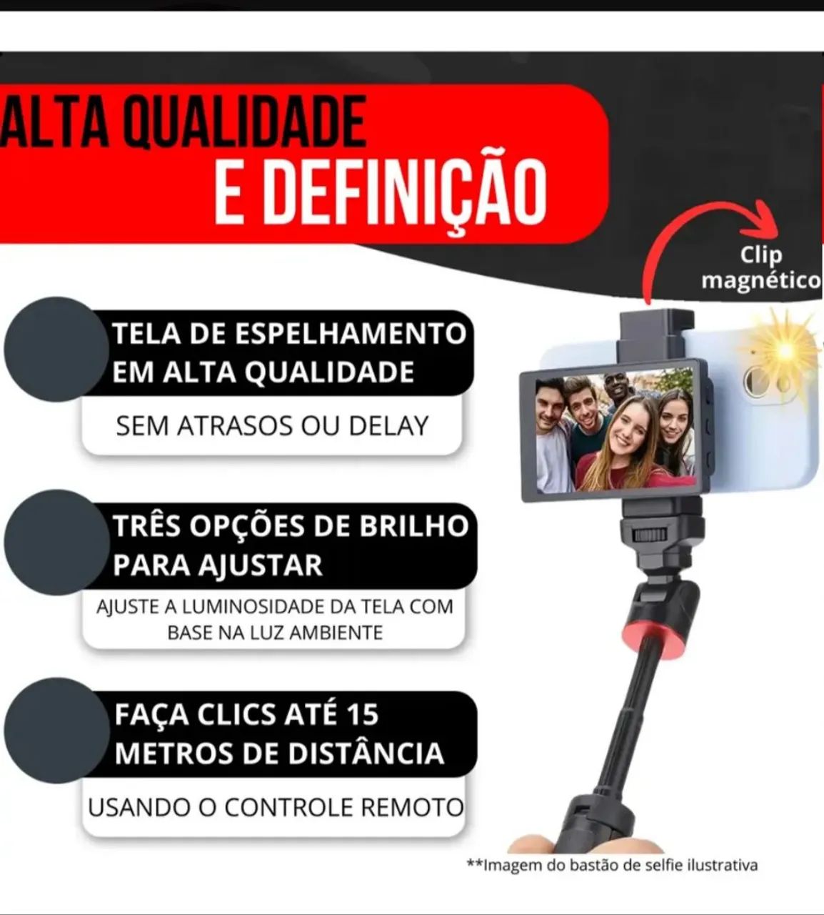 Monitor Celular Câmera Traseira Kingma Selfie Screen Vlog NF - Foto 4