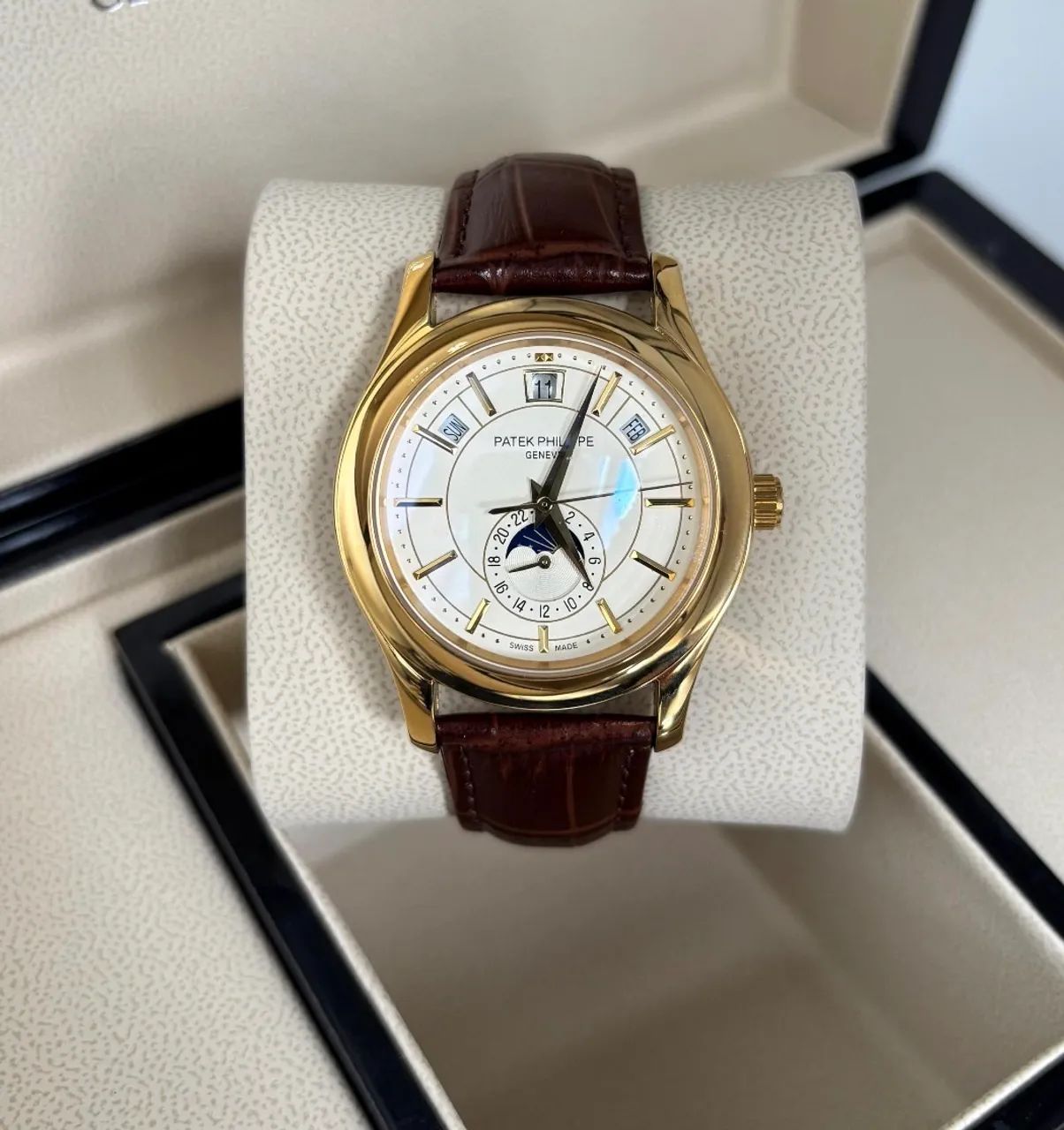 Relógio masculino Patek Philippe - Safira - Couro - Automático - Top Prm AAA+