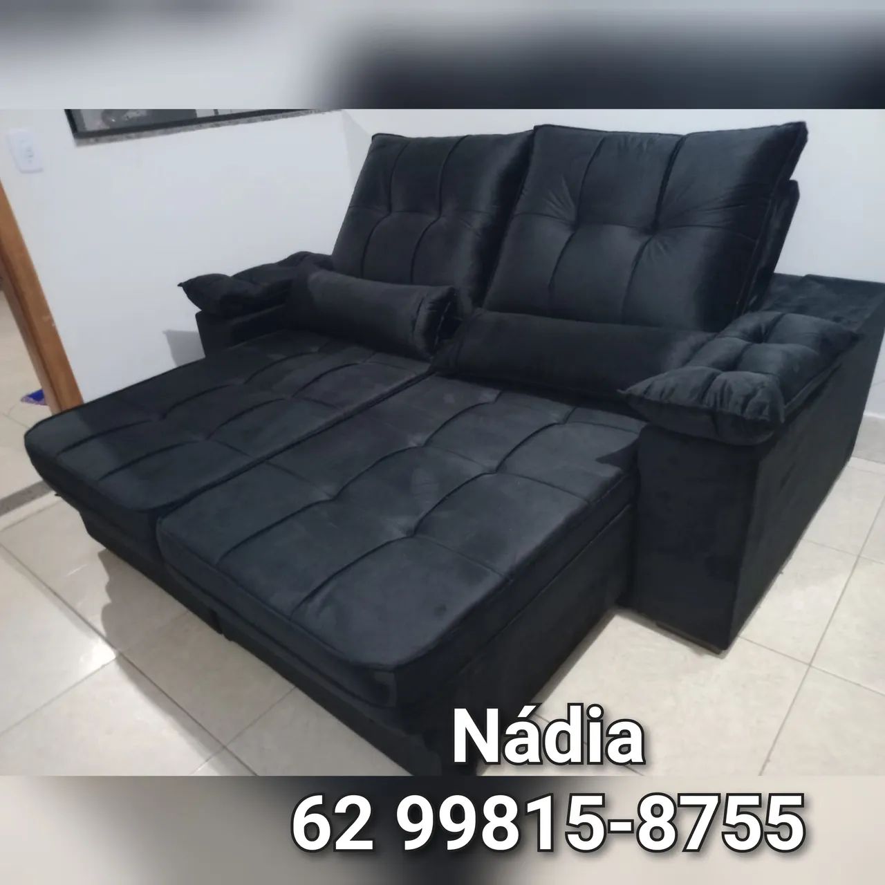 Sofá retrátil preto mede 2.20 valor promocional 