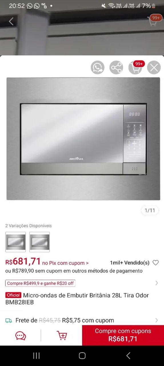 Microondas de embutir 