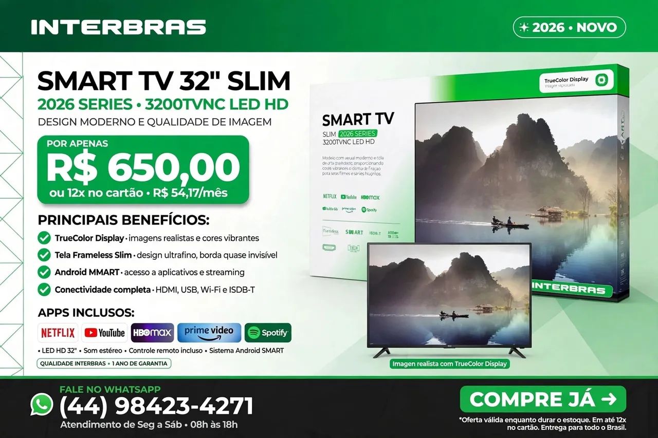 Smart tv  32"  interbras nova na caixa - Foto 2