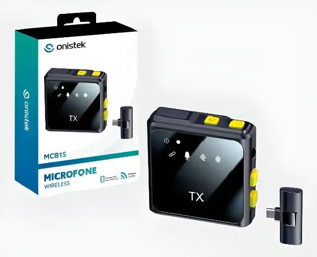 Microfone Lapela Sem Fio Onistek MC-815 USB-C Android Omnidirecional