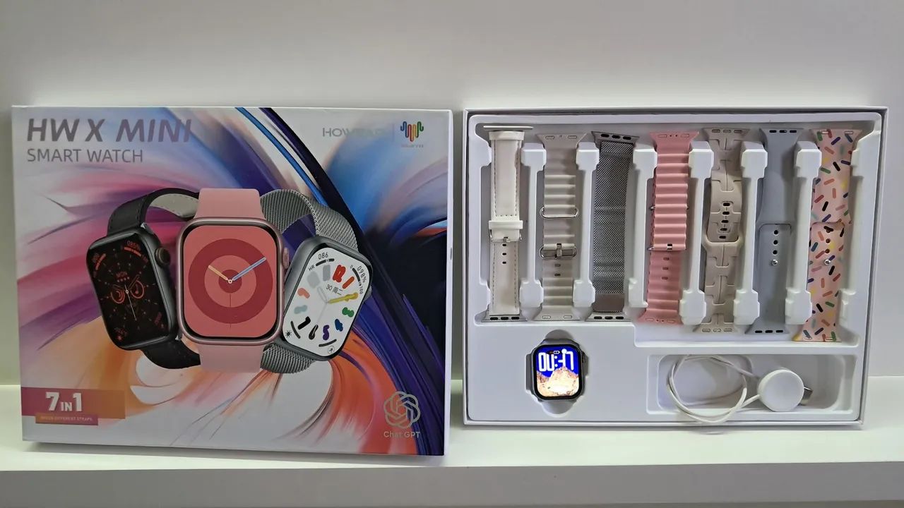 Relógio digital recarregável com 7 pulseiras