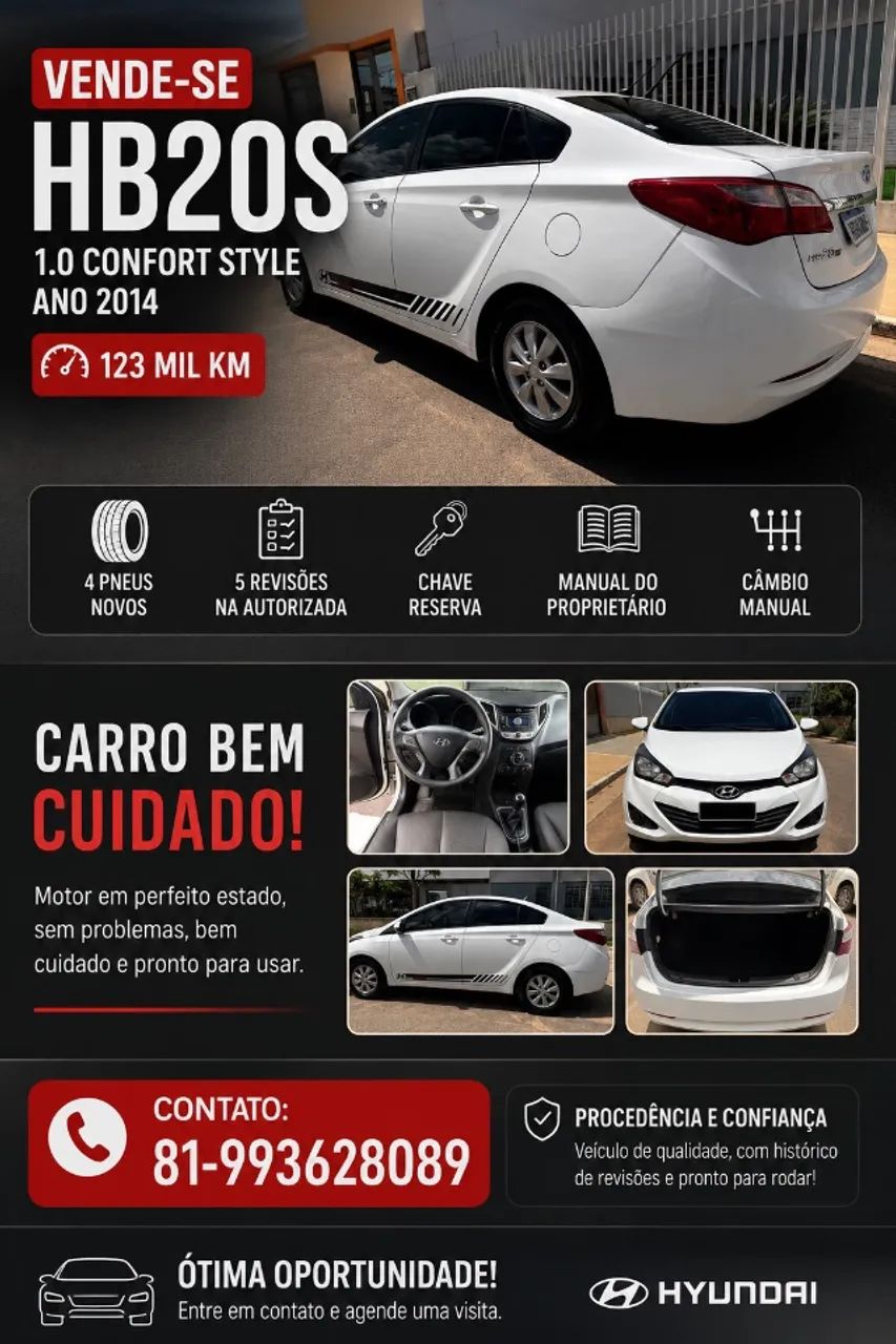Hyundai Hb20S HB20S C.Plus/C.Style1.0 Flex 12V Mec. 4P 2014
