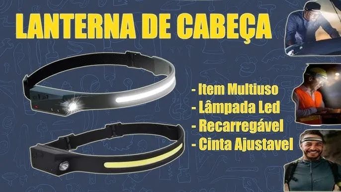 Lanterna de Cabeça Recarregável, com sensor de movimento!!! Acampamento - Foto 4