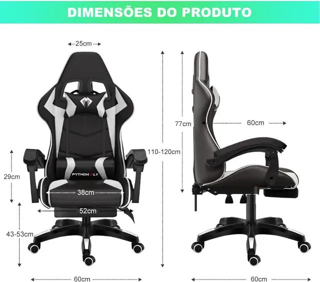  Cadeira Python Fly Ergonomica Gamer com apoio para os pés  - Foto 2