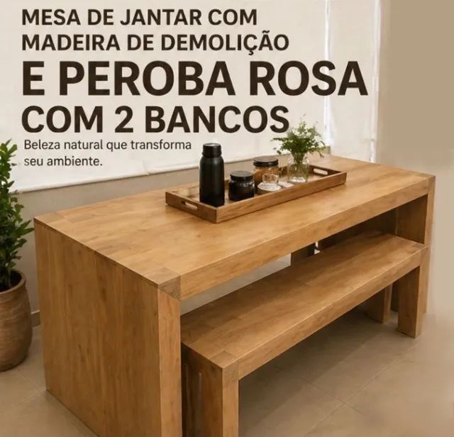 Mesa de Jantar com Madeira de Demolição