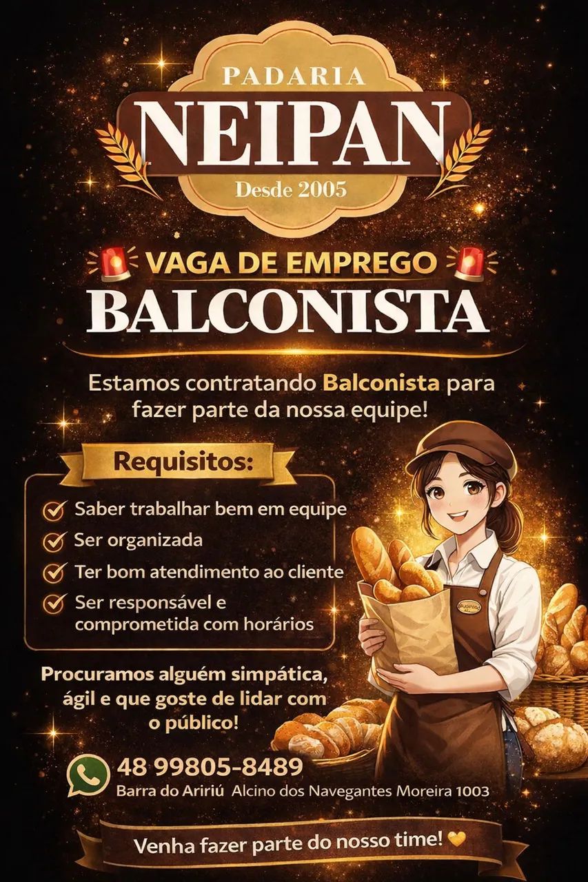 Vaga para balconista 