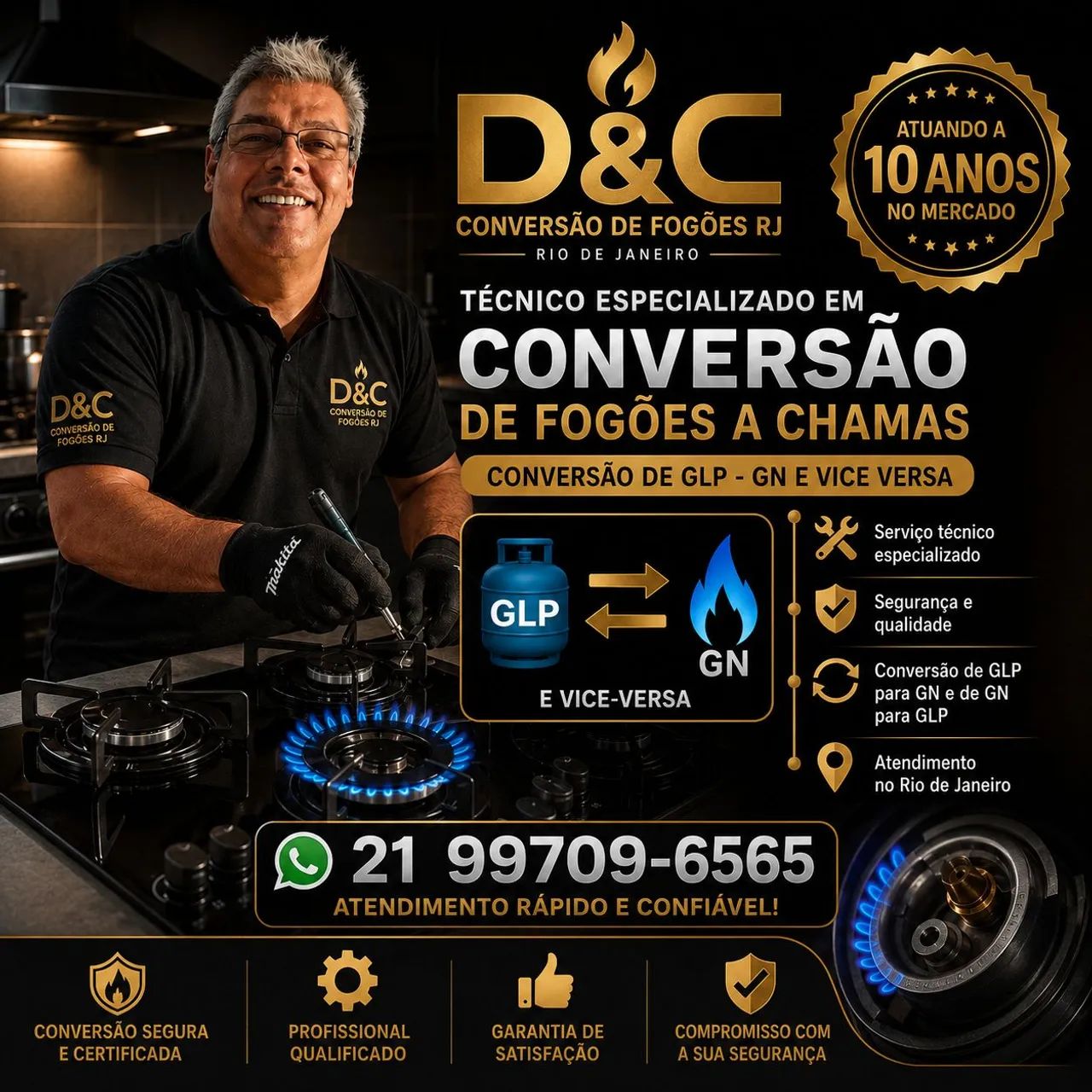 Carvalho conversão de fogões a chamas e instalação.