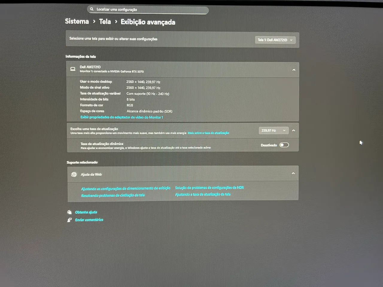 MONITOR ALIENWARE 27p QHD (2K) 240Hz AW2721D - Foto 2