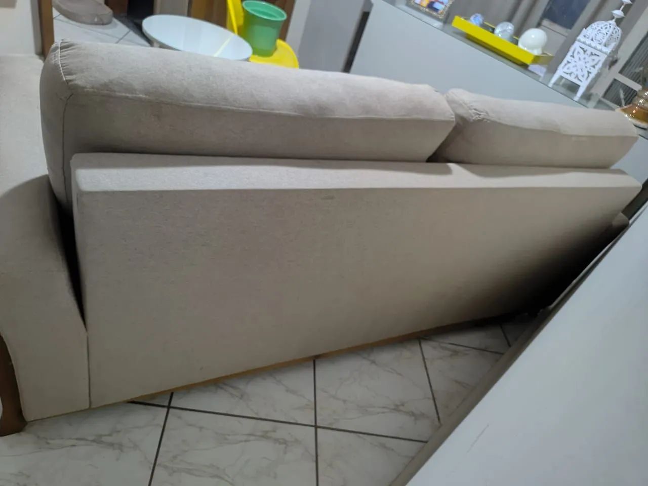 Conjunto de Sofás 2 e 3 Lugares Bege com Base de Madeira - Foto 5
