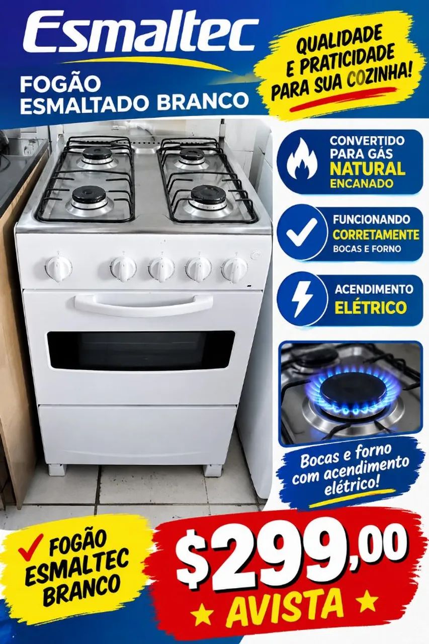Fogão esmaltec branco GN 
