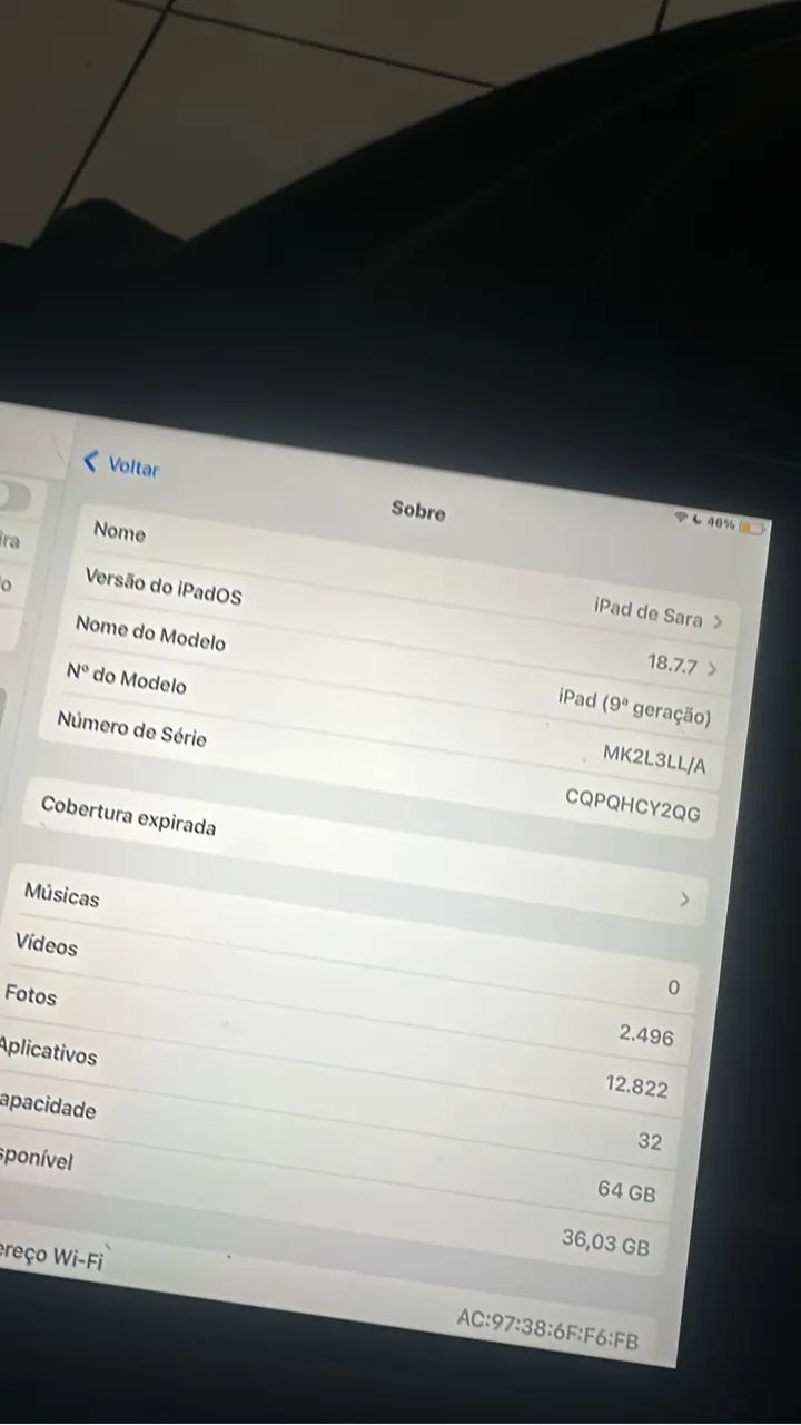 iPad 9ª Geração 64GB Wi-Fi - Muito Conservado