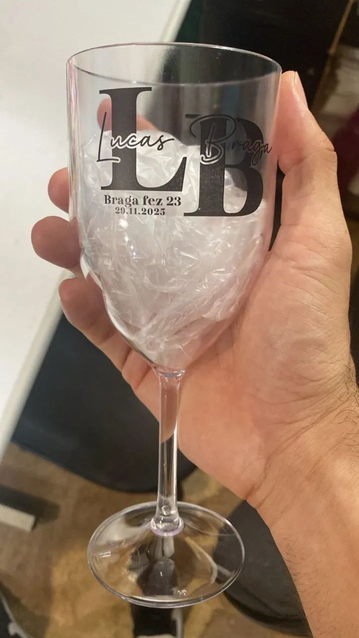Taça vinho acrilico 340ml personalizadas