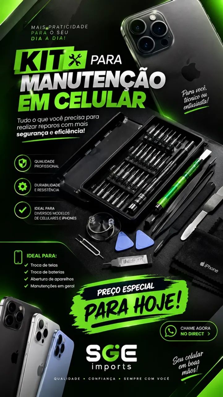 Kit para manutenção em celular 