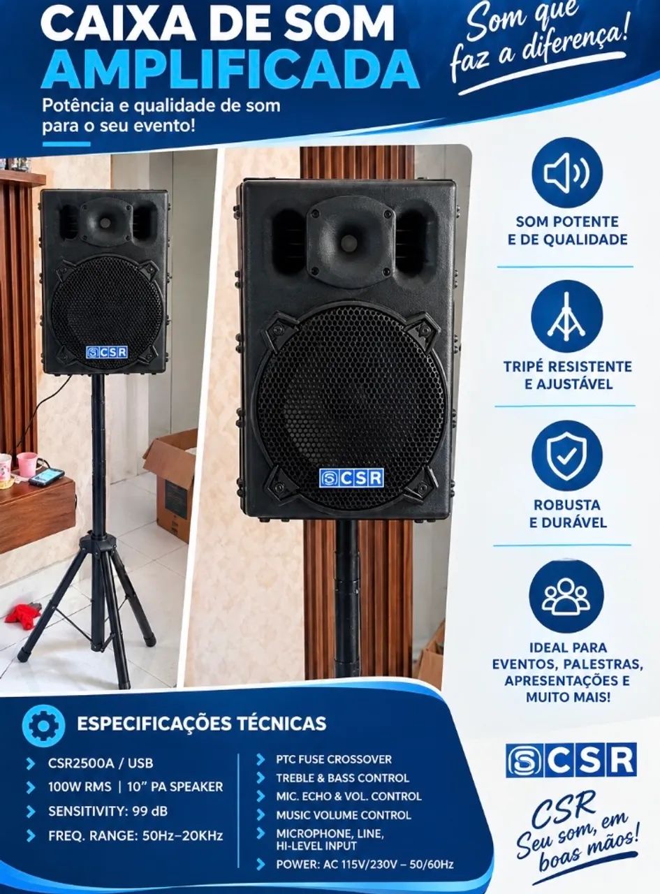 CAIXA DE SOM AMPLIFICADA CSR 2500A / USB - Foto 3