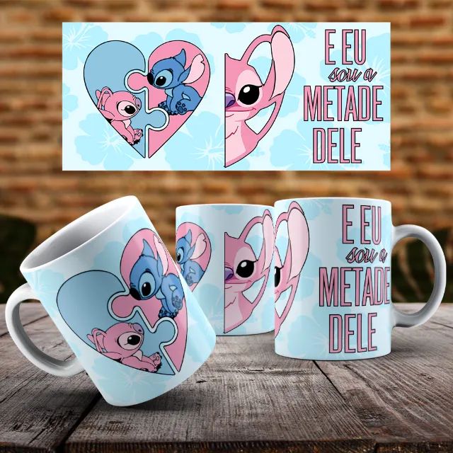 Caneca romântica do stitch - Foto 3