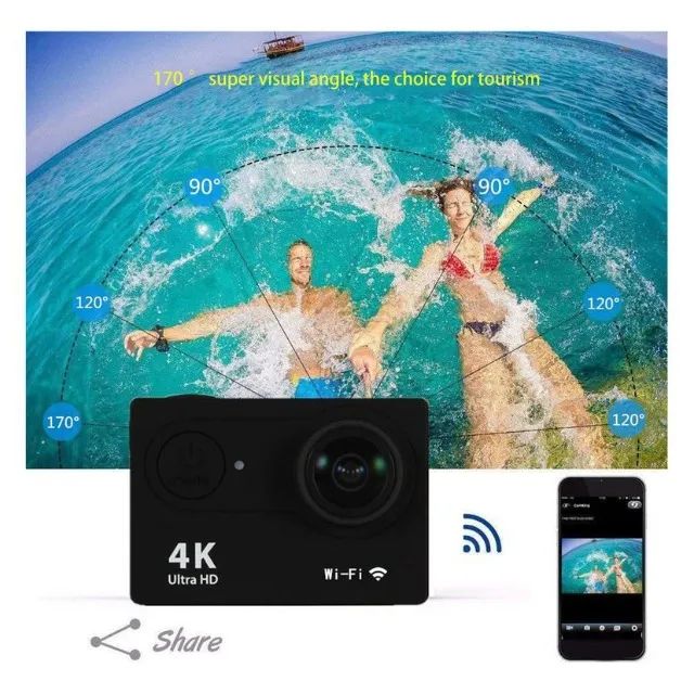 câmera de ação impermeável p 30m com wi-fi e grande angular - Foto 3