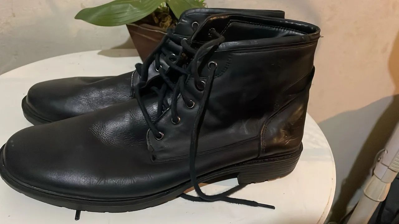 Bota de Couro Masculina Preta 45 - Foto 2