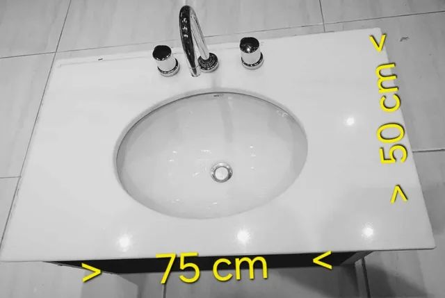 Pia de banheiro Quartzo branca Completa 