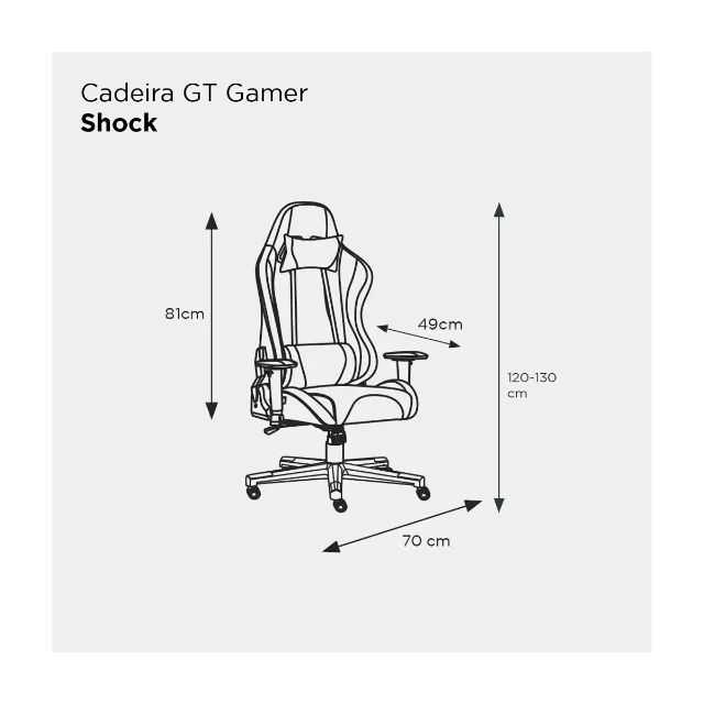 Cadeira Gamer Reclinável GT Shock com Almofadas de Pescoço e Lombar | GT Gamer - WZetta - Foto 6