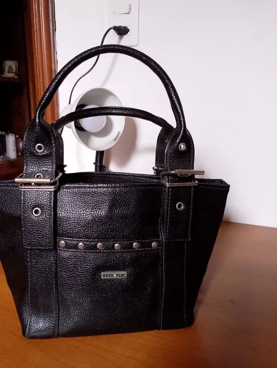 Bolsa de mão Star Blue preta, couro NOVÍSSIMA 